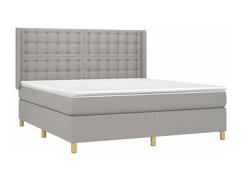 Sommier à lattes de lit avec matelas Gris clair 160x200 Tissu