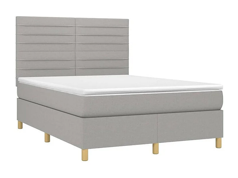 Sommier à lattes de lit et matelas et LED Gris clair 140x200