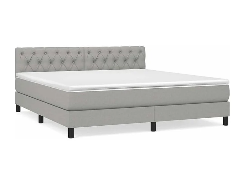 Sommier à lattes de lit avec matelas Gris clair 160x200 Tissu