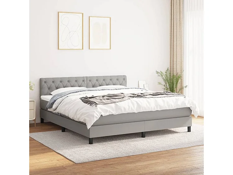 Sommier à lattes de lit avec matelas Gris clair 160x200 Tissu