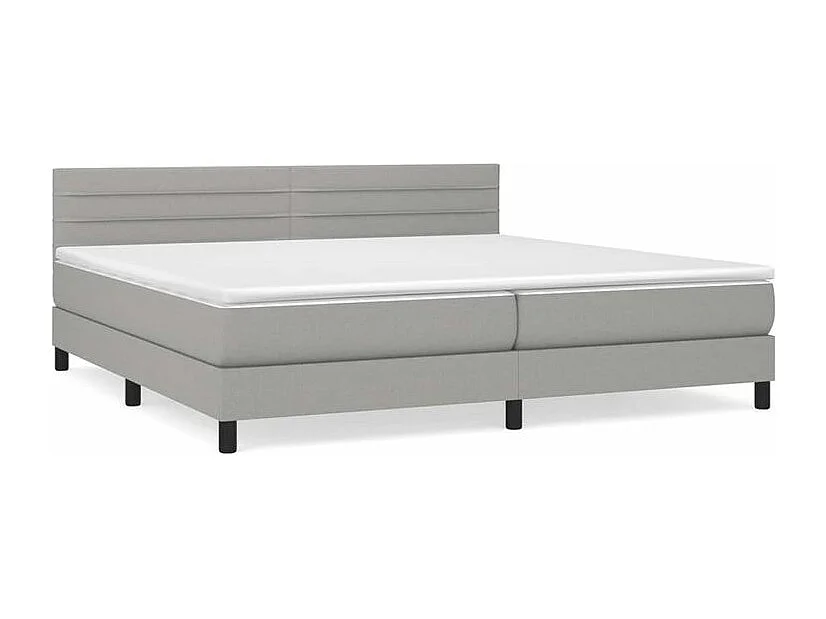 Sommier à lattes de lit avec matelas Gris clair 200x200 Tissu
