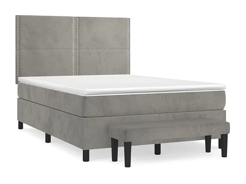 Sommier à lattes de lit et matelas Gris clair 140x190 Velours
