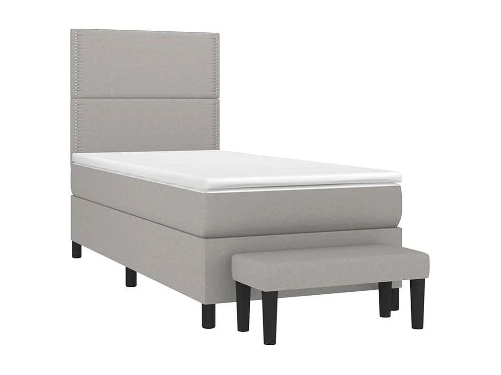 Sommier à lattes de lit avec matelas Gris clair 100x200 Tissu