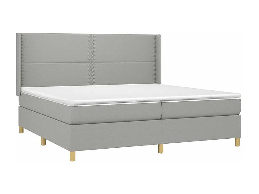 Sommier à lattes de lit avec matelas Gris clair 200x200 Tissu