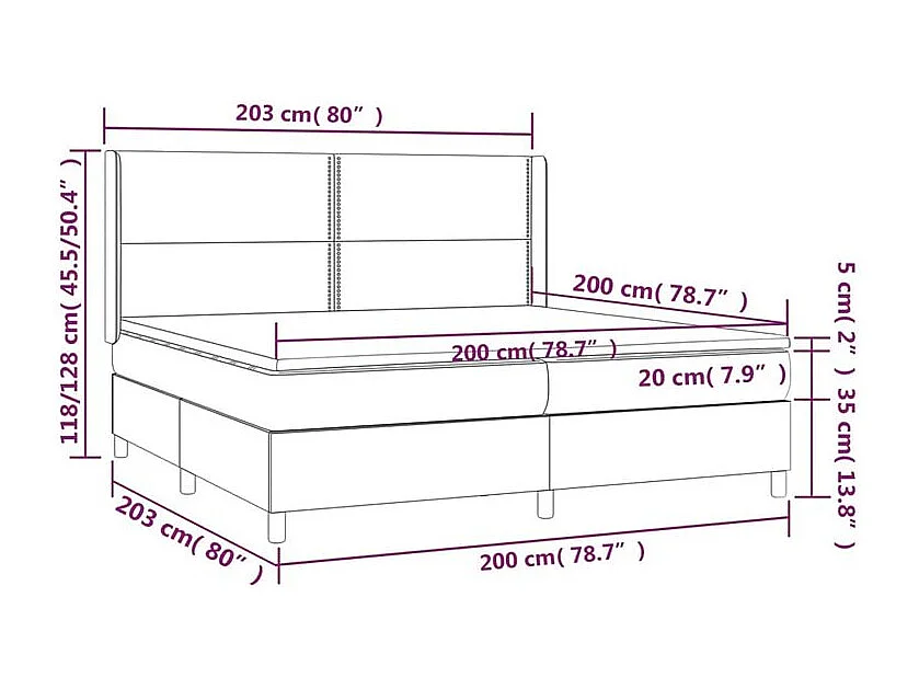 Sommier à lattes de lit avec matelas Gris clair 200x200 Tissu
