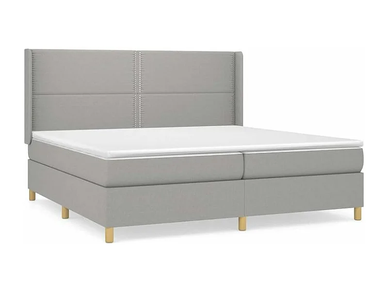 Sommier à lattes de lit avec matelas Gris clair 200x200 Tissu