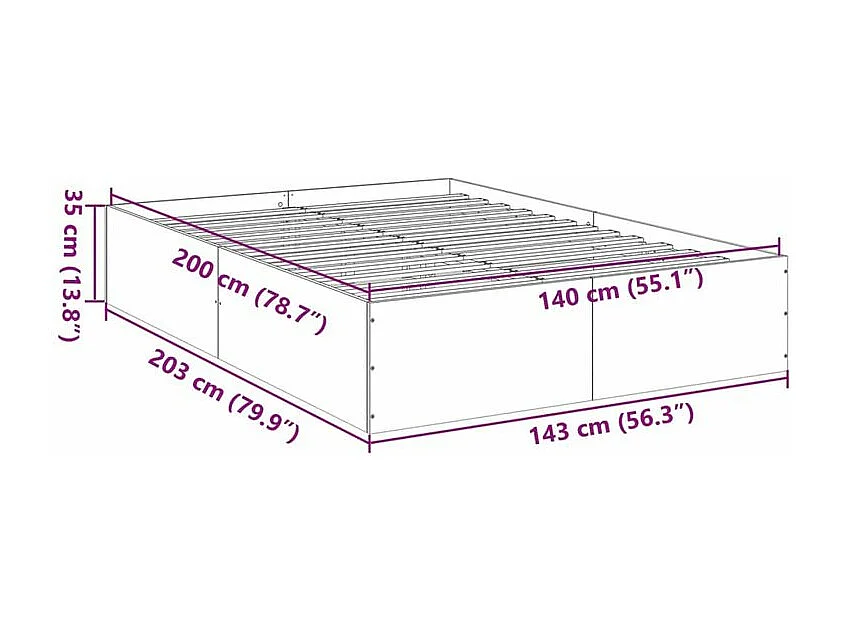 Cadre de lit chêne fumé 140x200 bois d'ingénierie