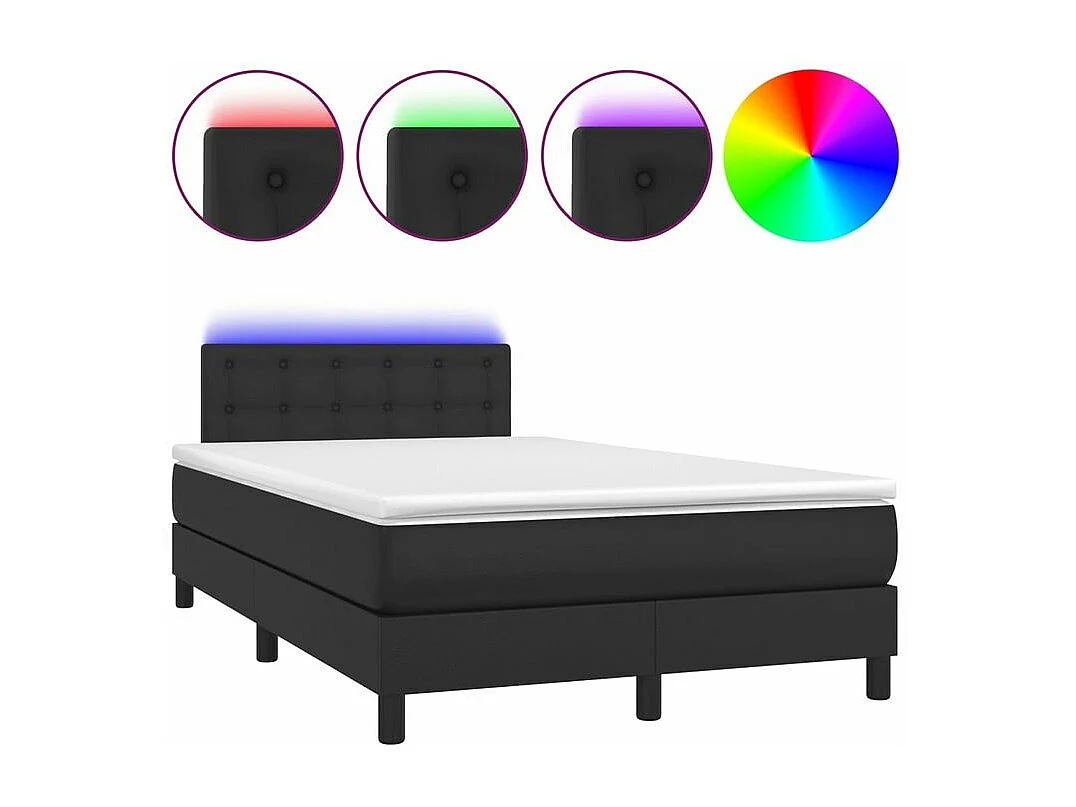 Sommier à lattes de lit avec matelas et LED Noir 120x200