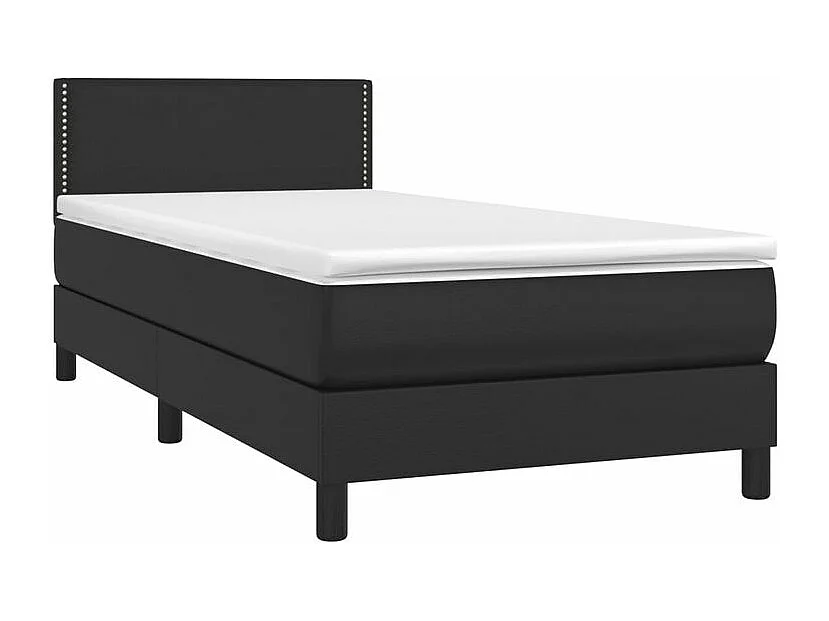Sommier à lattes de lit et matelas LED Noir 90x200 Similicuir