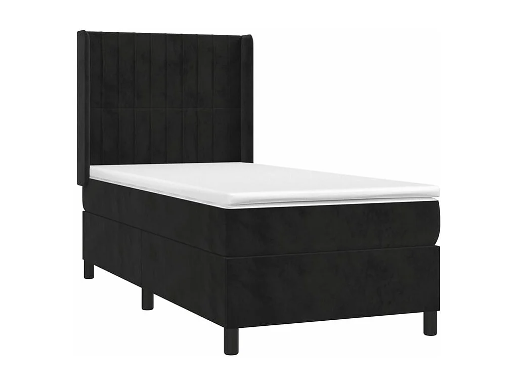 Sommier à lattes de lit matelas et LED Noir 90x190 Velours