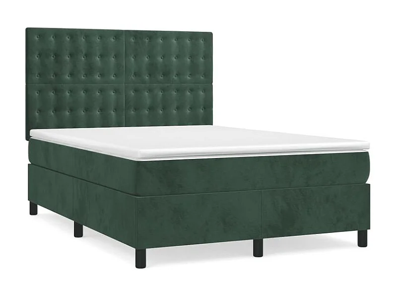 Sommier à lattes de lit et matelas Vert foncé 140x190 Velours