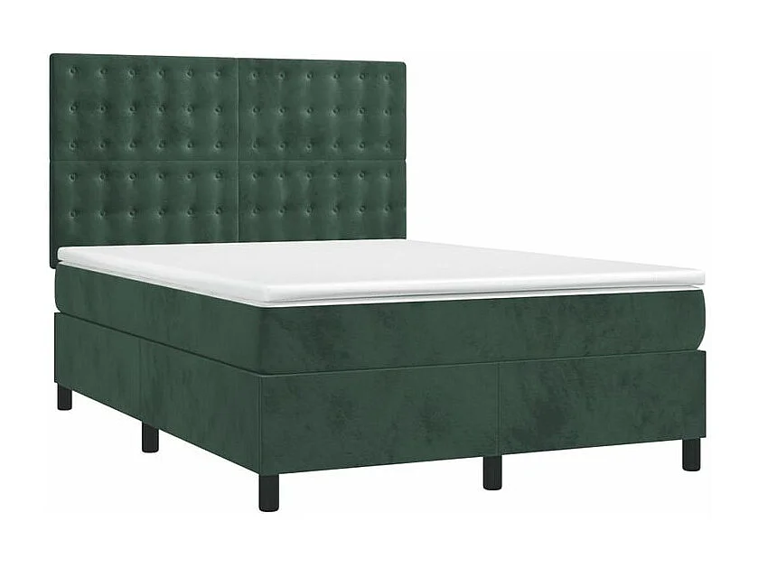 Sommier à lattes de lit et matelas Vert foncé 140x190 Velours