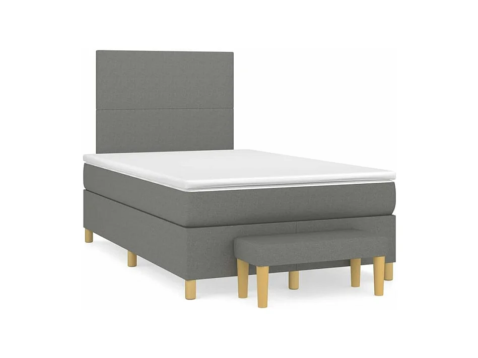 Sommier à lattes de lit avec matelas Gris foncé 120x200 Tissu