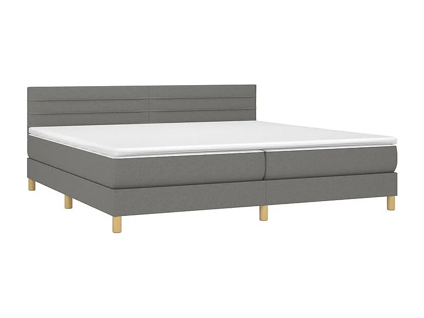 Sommier à lattes de lit et matelas et LED Gris foncé 200x200
