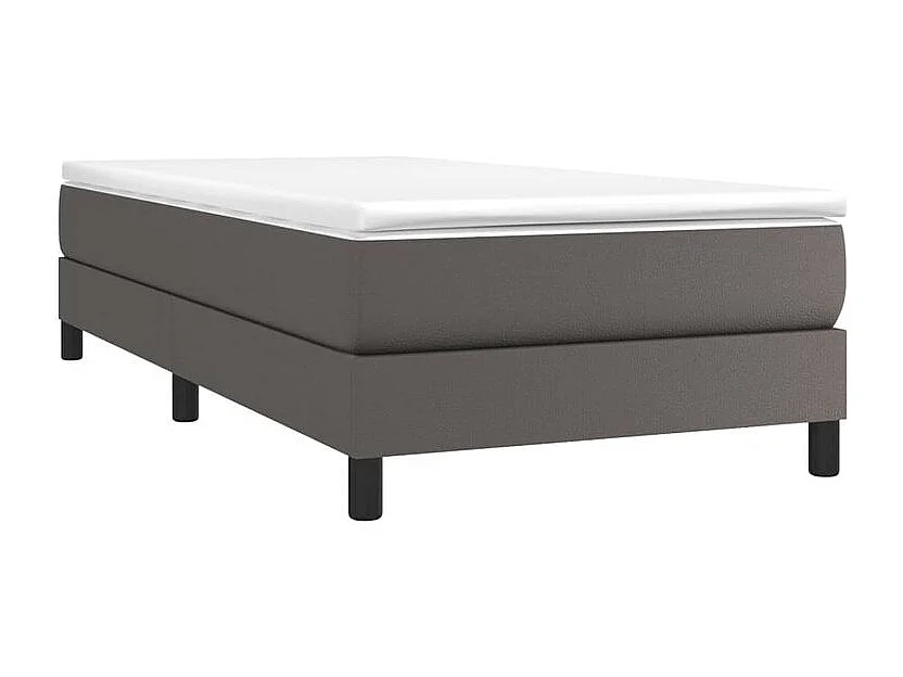 Sommier à lattes de lit avec matelas Gris 90x200 Similicuir