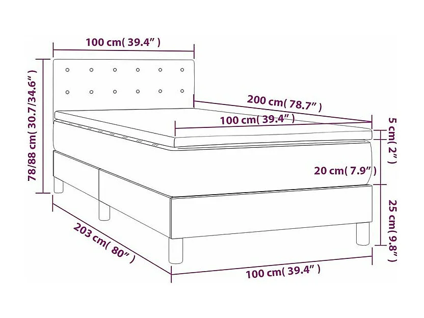 Sommier à lattes de lit avec matelas Bleu foncé 100x200