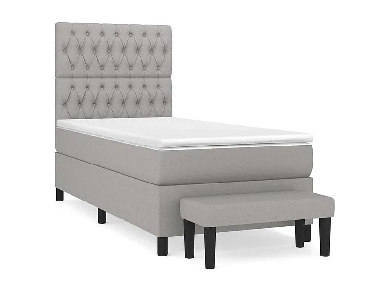 Sommier à lattes de lit avec matelas Gris clair 90x200 Tissu