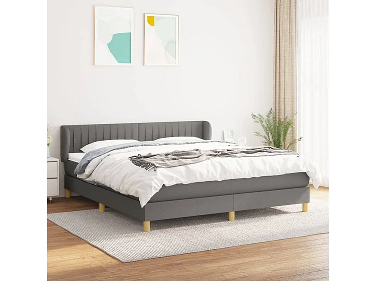 Sommier à lattes de lit avec matelas Gris foncé 160x200 Tissu