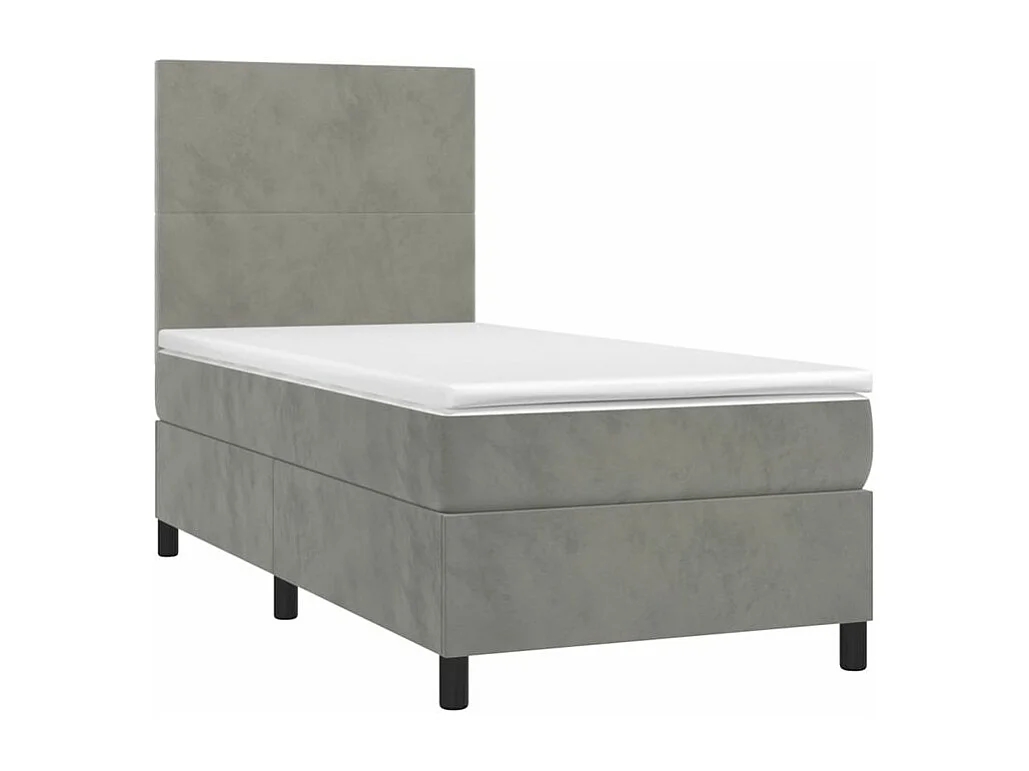 Sommier à lattes de lit avec matelas et LED Gris clair 90x190