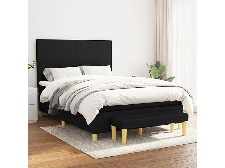 Sommier à lattes de lit avec matelas Noir 140x190 Tissu