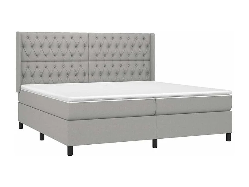Sommier à lattes de lit matelas LED Gris clair 200x200 Tissu