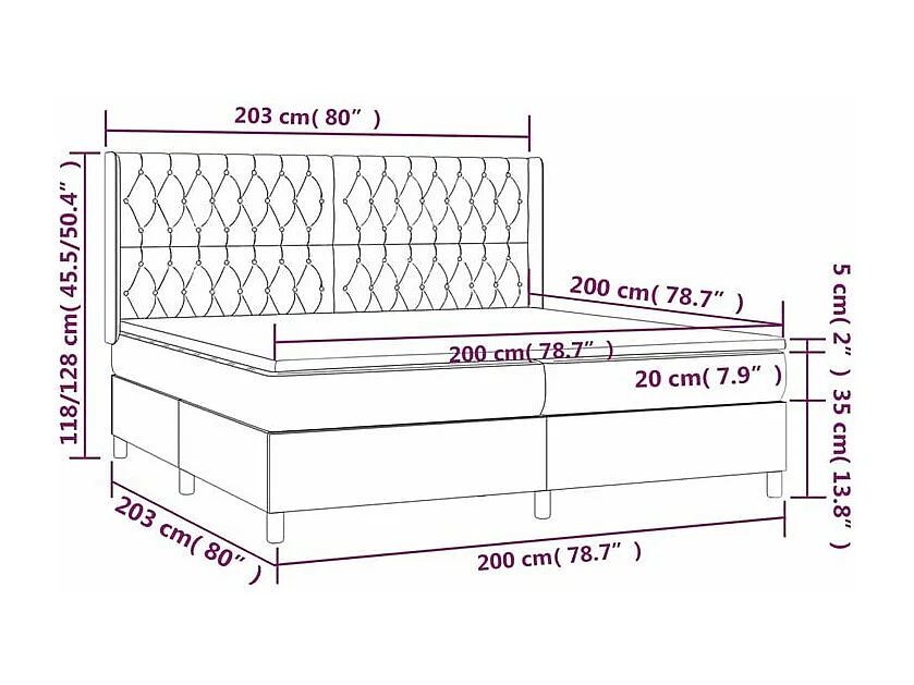 Sommier à lattes de lit matelas LED Gris clair 200x200 Tissu