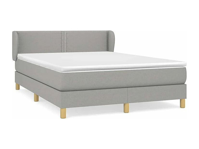 Sommier à lattes de lit avec matelas Gris clair 140x200 Tissu