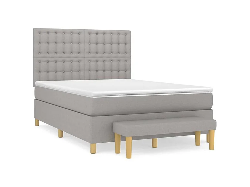 Boxspring met matras stof lichtgrijs 140x190 cm