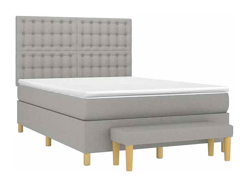 Sommier à lattes de lit avec matelas Gris clair 140x190 Tissu