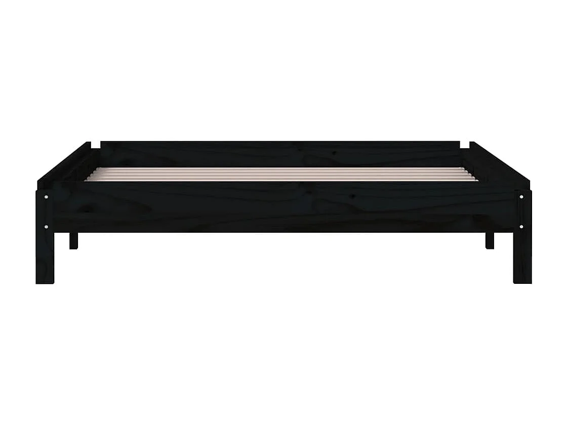 Lit empilable Noir 80x200 Bois de pin massif