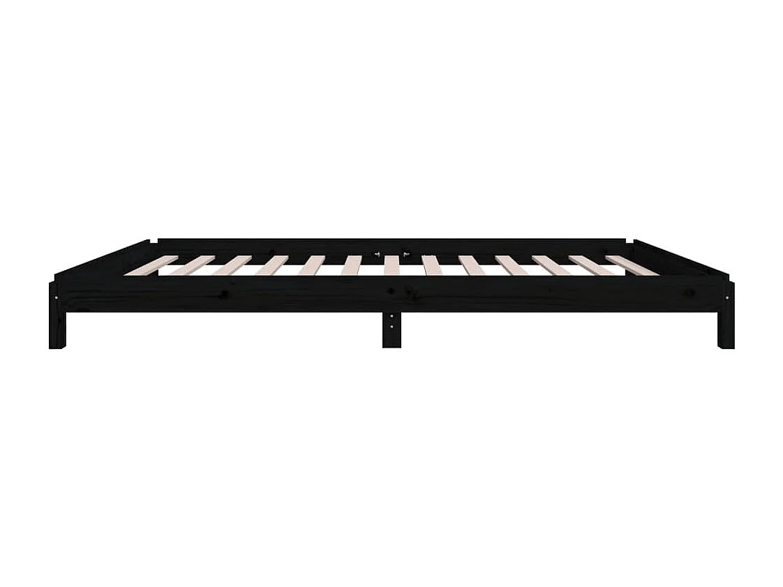 Lit empilable Noir 80x200 Bois de pin massif
