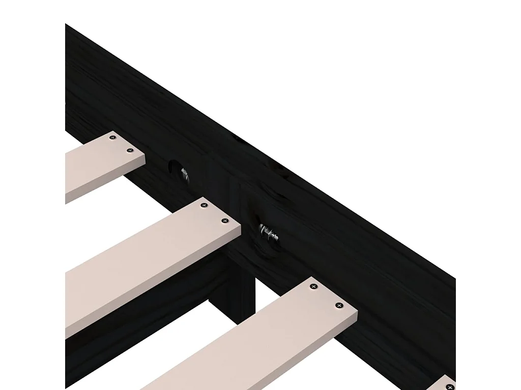 Lit empilable Noir 80x200 Bois de pin massif