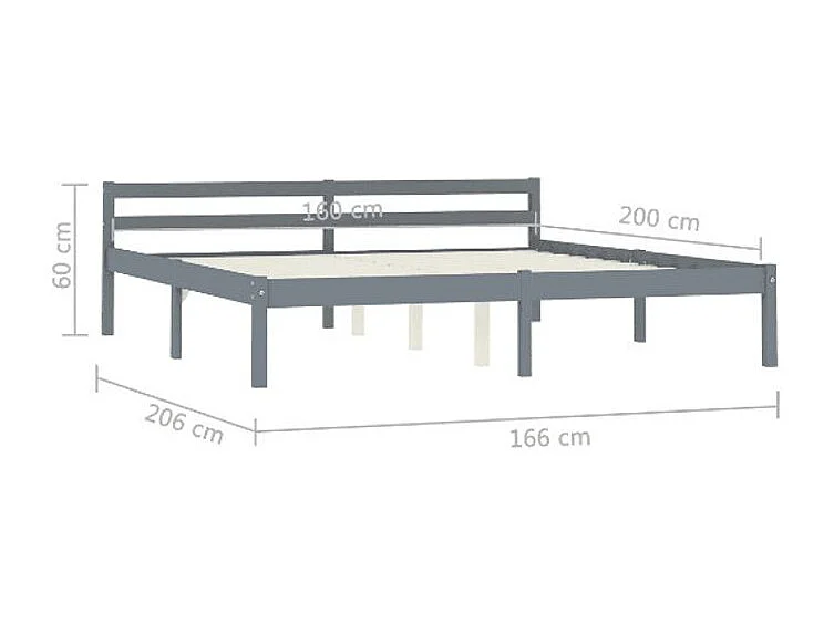 Lit adulte pin massif gris Dorma 160x200
