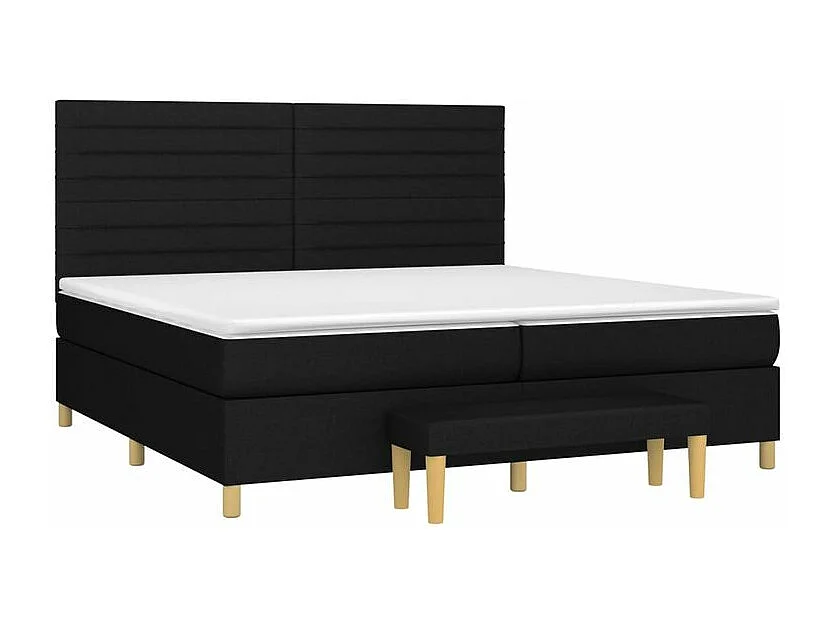 Sommier à lattes de lit avec matelas Noir 200x200 Tissu