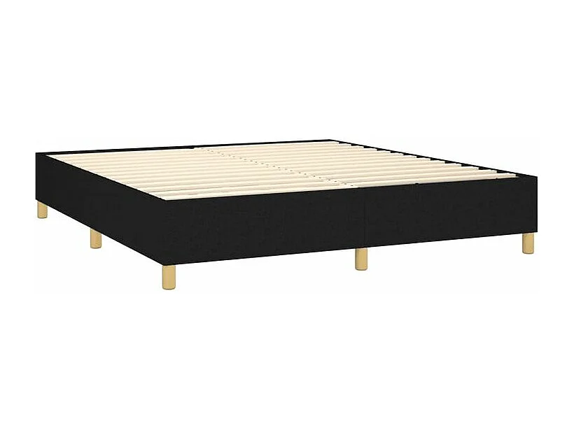 Sommier à lattes de lit avec matelas Noir 200x200 Tissu