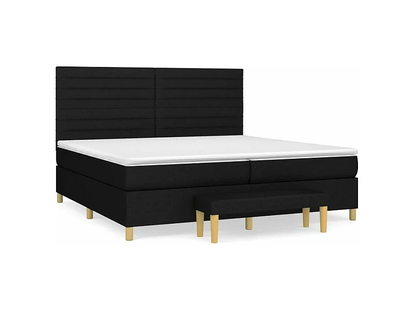 Sommier à lattes de lit avec matelas Noir 200x200 Tissu