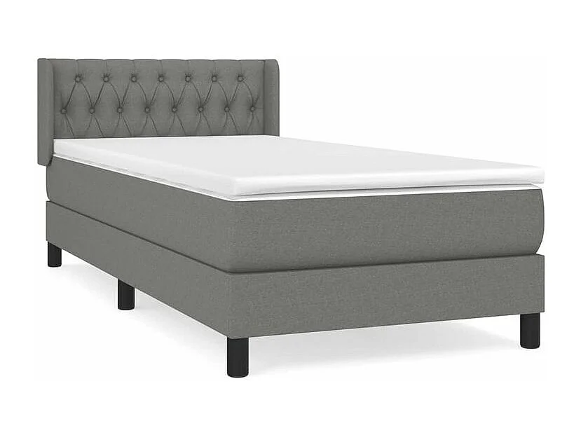 Sommier à lattes de lit avec matelas Gris foncé 100x200 Tissu