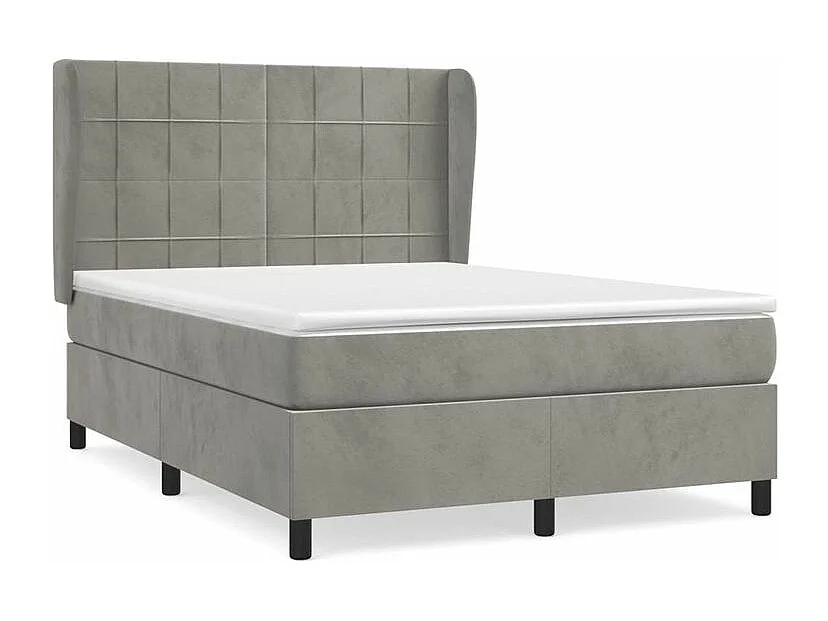 Sommier à lattes de lit et matelas Gris clair 140x200 Velours