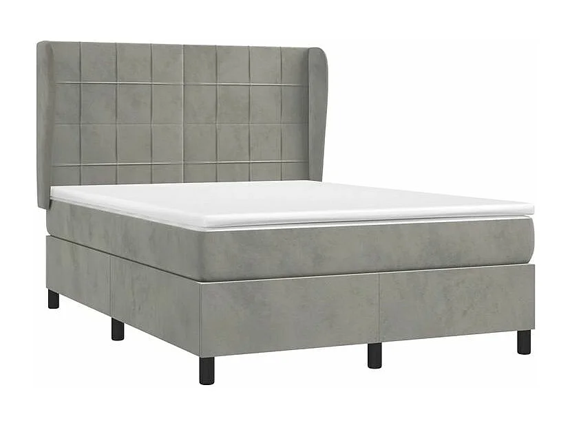 Sommier à lattes de lit et matelas Gris clair 140x200 Velours