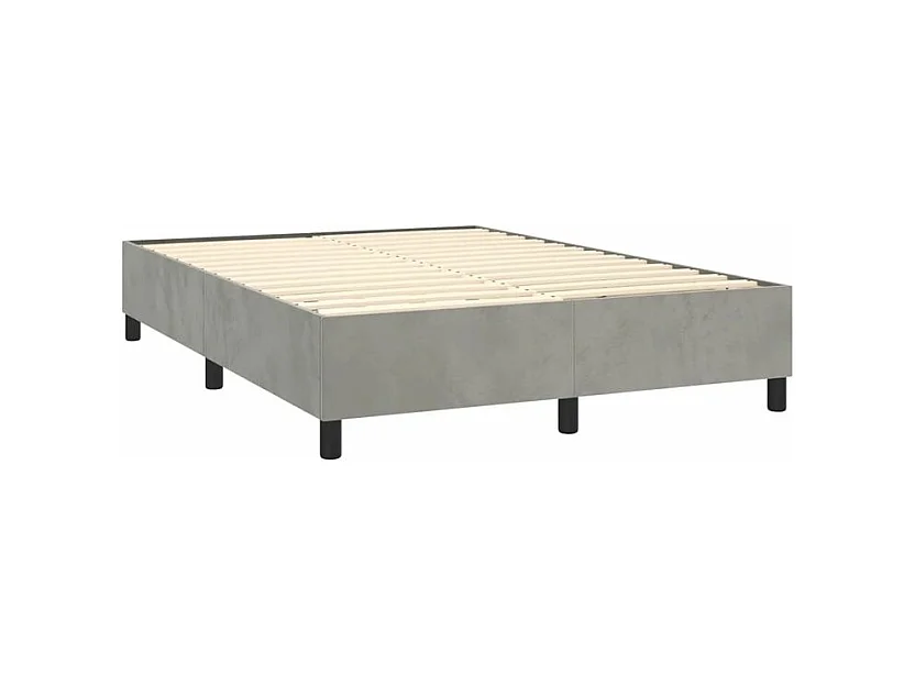 Sommier à lattes de lit et matelas Gris clair 140x200 Velours