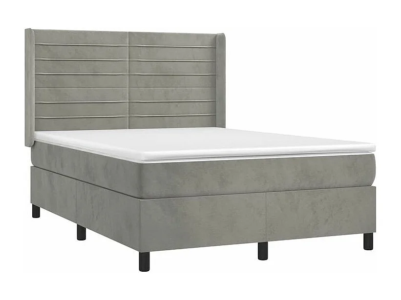 Sommier à lattes de lit matelas et LED Gris clair 140x200