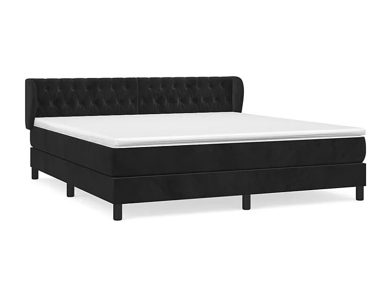 Sommier à lattes de lit avec matelas Noir 180x200 Velours