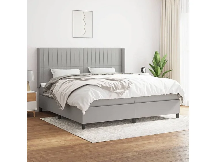 Sommier à lattes de lit avec matelas Gris clair 200x200 Tissu