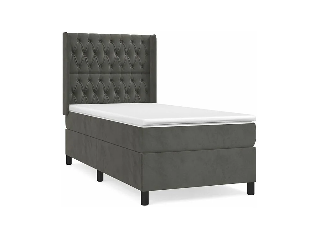 Sommier à lattes de lit et matelas Gris foncé 80x200 Velours
