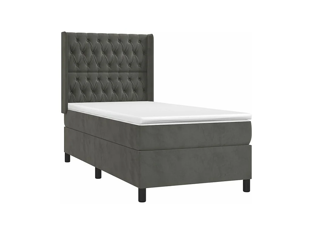 Sommier à lattes de lit et matelas Gris foncé 80x200 Velours