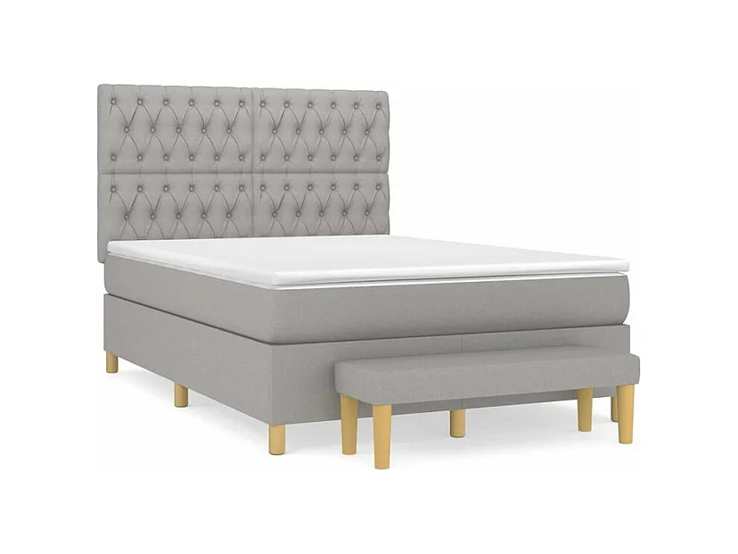 Sommier à lattes de lit avec matelas Gris clair 140x200 Tissu