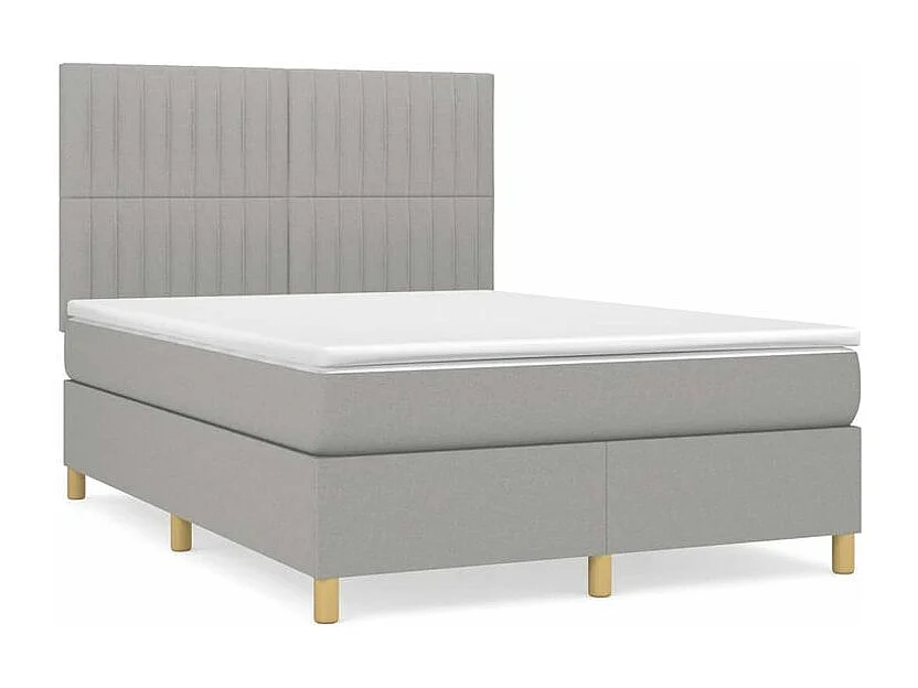 Sommier à lattes de lit avec matelas Gris clair 140x190 Tissu