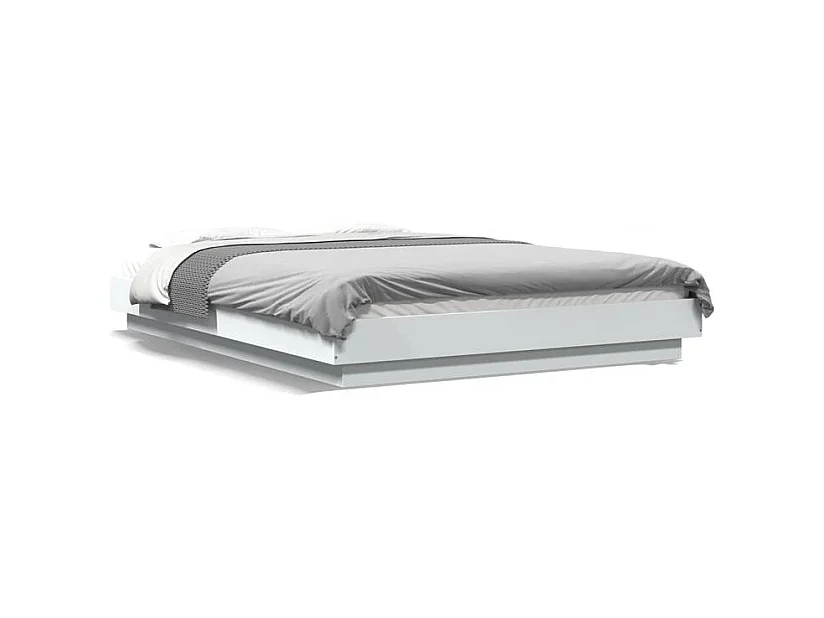 Cadre de lit avec lumières LED blanc 120x190 bois ingénierie