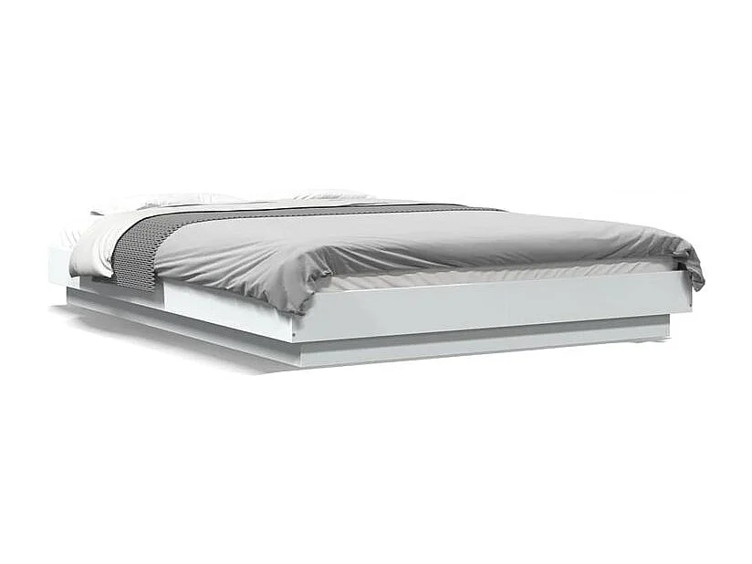 Cadre de lit avec lumières LED blanc 120x190 bois ingénierie