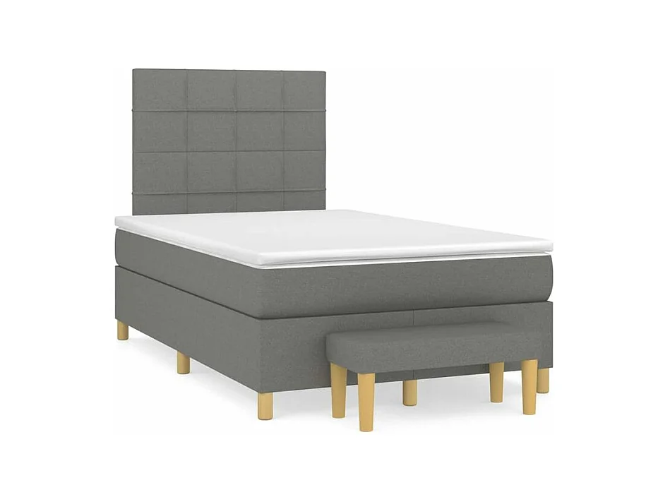 Sommier à lattes de lit avec matelas Gris foncé 120x200 Tissu
